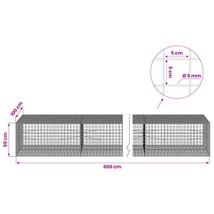 Γκαμπιόν με σύρμα 5 mm και πλέγμα 5x5 cm 600x100x50 εκ. - Pakobazaar