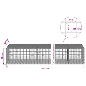 Γκαμπιόν με σύρμα 5 mm και πλέγμα 5x5 cm 850x100x50 εκ.