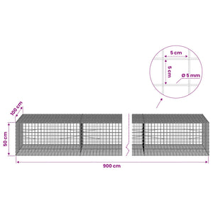 Γκαμπιόν με σύρμα 5 mm και πλέγμα 5x5 cm 900x100x50 εκ.