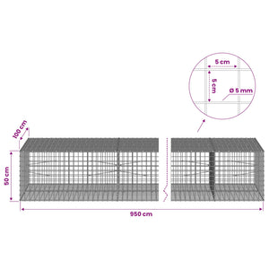 Γκαμπιόν με σύρμα 5 mm και πλέγμα 5x5 cm 950x100x50 εκ - Pakobazaar