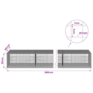 Γκαμπιόν με σύρμα 5 mm και πλέγμα 5x5 cm 1000x100x50 εκ