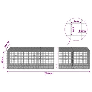Γκαμπιόν με σύρμα 5 mm και πλέγμα 5x5 cm 1150x100x50 εκ. - Pakobazaar
