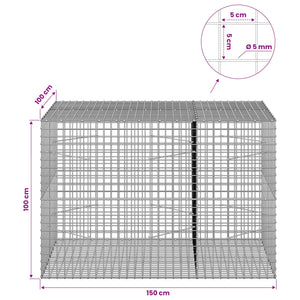 Γκαμπιόν με σύρμα 5 mm και πλέγμα 5x5 cm 150x100x100 εκ. - Pakobazaar