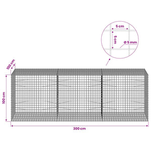 Γκαμπιόν με σύρμα 5 mm και πλέγμα 5x5 cm 300x100x100 εκ.