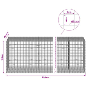 Γκαμπιόν με σύρμα 5 mm και πλέγμα 5x5 cm 850x100x100 εκ