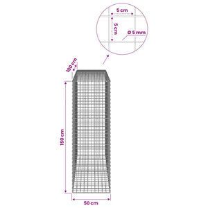Γκαμπιόν με σύρμα 5 mm και πλέγμα 5x5 cm 50x100x150 εκ. - Pakobazaar