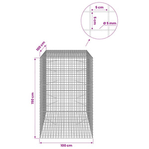 Γκαμπιόν με σύρμα 5 mm και πλέγμα 5x5 cm 100x100x150 εκ - Pakobazaar
