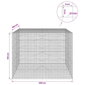 Γκαμπιόν με σύρμα 5 mm και πλέγμα 5x5 cm 200x100x150 εκ.
