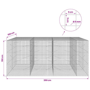 Γκαμπιόν με σύρμα 5 mm και πλέγμα 5x5 cm 350x100x150 εκ. - Pakobazaar