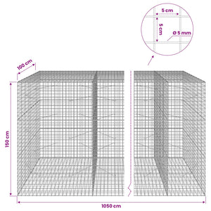 Γκαμπιόν με σύρμα 5 mm και πλέγμα 5x5 cm 1050x100x150 εκ - Pakobazaar