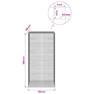 Γκαμπιόν με σύρμα 5 mm και πλέγμα 5x5 cm 100x100x200 εκ - Pakobazaar