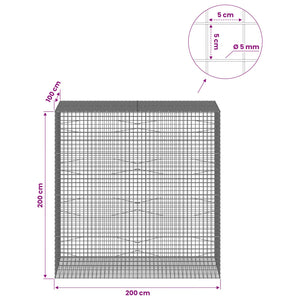 Γκαμπιόν με σύρμα 5 mm και πλέγμα 5x5 cm 200x100x200 εκ