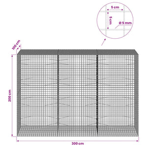 Γκαμπιόν με σύρμα 5 mm και πλέγμα 5x5 cm 300x100x200 εκ