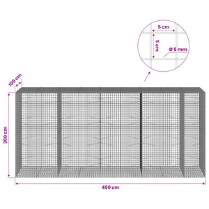 Γκαμπιόν με σύρμα 5 mm και πλέγμα 5x5 cm 450x100x200 εκ - Pakobazaar