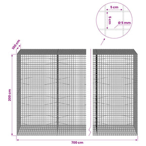 Γκαμπιόν με σύρμα 5 mm και πλέγμα 5x5 cm 700x100x200 εκ.