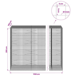 Γκαμπιόν με σύρμα 5 mm και πλέγμα 5x5 cm 1150x100x200 εκ - Pakobazaar
