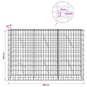Γκαμπιόν με σύρμα 5 mm και πλέγμα 5x10 cm 150x10x100 εκ