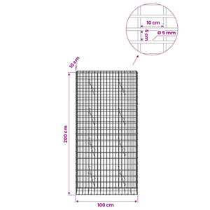 Γκαμπιόν με σύρμα 5 mm και πλέγμα 5x10 cm 100x10x200 εκ - Pakobazaar