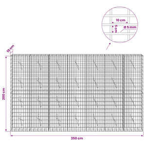 Γκαμπιόν με σύρμα 5 mm και πλέγμα 5x10 cm 350x10x200 εκ. - Pakobazaar