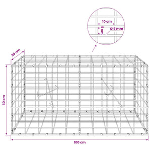 Γκαμπιόν με σύρμα 5 mm και πλέγμα 5x10 cm 100x20x50 εκ - Pakobazaar