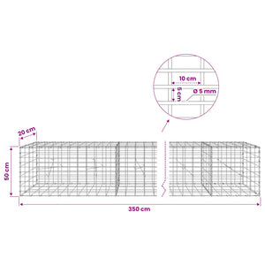Γκαμπιόν με σύρμα 5 mm και πλέγμα 5x10 cm 350x20x50 εκ - Pakobazaar