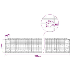 Γκαμπιόν με σύρμα 5 mm και πλέγμα 5x10 cm 1150x20x50 εκ - Pakobazaar