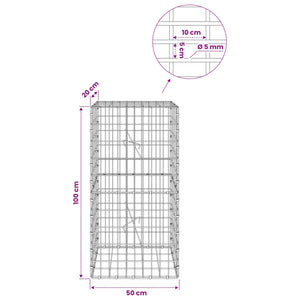 Γκαμπιόν με σύρμα 5 mm και πλέγμα 5x10 cm 50x20x100 εκ - Pakobazaar