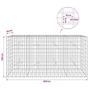 Γκαμπιόν με σύρμα 5 mm και πλέγμα 5x10 cm 200x20x100 εκ - Pakobazaar