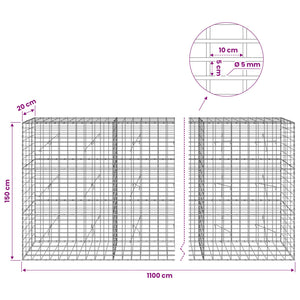 Γκαμπιόν με σύρμα 5 mm και πλέγμα 5x10 cm 1100x20x150 εκ - Pakobazaar