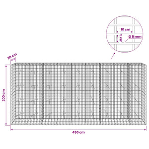 Γκαμπιόν με σύρμα 5 mm και πλέγμα 5x10 cm 450x20x200 εκ - Pakobazaar
