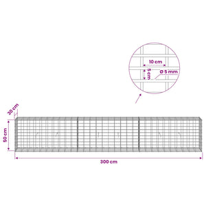 Γκαμπιόν με σύρμα 5 mm και πλέγμα 5x10 cm 300x30x50 εκ
