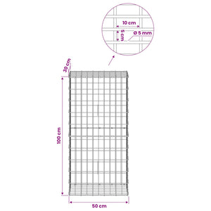 Γκαμπιόν με σύρμα 5 mm και πλέγμα 5x10 cm 50x30x100 εκ - Pakobazaar