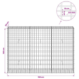 Γκαμπιόν με σύρμα 5 mm και πλέγμα 5x10 cm 150x30x100 εκ
