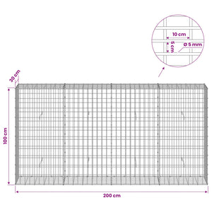 Γκαμπιόν με σύρμα 5 mm και πλέγμα 5x10 cm 200x30x100 εκ - Pakobazaar