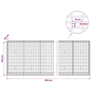 Γκαμπιόν με σύρμα 5 mm και πλέγμα 5x10 cm 550x30x100 εκ - Pakobazaar