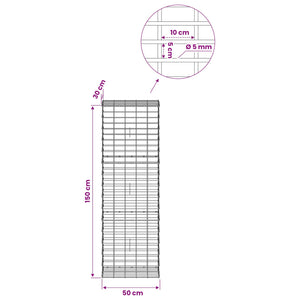 Γκαμπιόν με σύρμα 5 mm και πλέγμα 5x10 cm 50x30x150 εκ