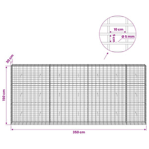 Γκαμπιόν με σύρμα 5 mm και πλέγμα 5x10 cm 350x30x150 εκ. - Pakobazaar