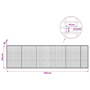 Γκαμπιόν με σύρμα 5 mm και πλέγμα 5x10 cm 550x30x150 εκ - Pakobazaar