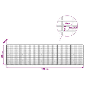 Γκαμπιόν με σύρμα 5 mm και πλέγμα 5x10 cm 600x30x150 εκ - Pakobazaar