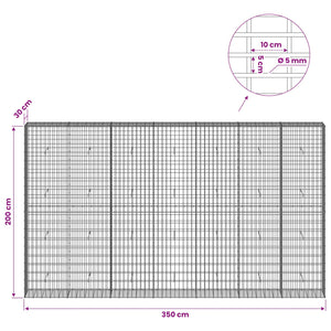 Γκαμπιόν με σύρμα 5 mm και πλέγμα 5x10 cm 350x30x200 εκ