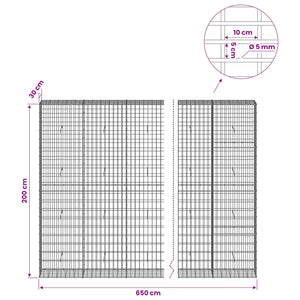 Γκαμπιόν με σύρμα 5 mm και πλέγμα 5x10 cm 850x30x200 εκ - Pakobazaar