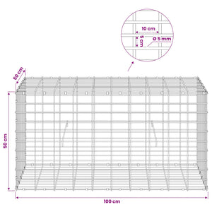 Γκαμπιόν με σύρμα 5 mm και πλέγμα 5x10 cm 100x50x50 εκ - Pakobazaar