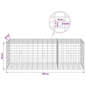 Γκαμπιόν με σύρμα 5 mm και πλέγμα 5x10 cm 150x50x50 εκ. - Pakobazaar