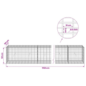 Γκαμπιόν με σύρμα 5 mm και πλέγμα 5x10 cm 1150x50x50 εκ - Pakobazaar