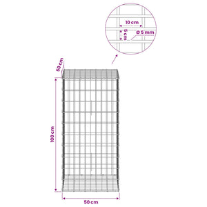 Γκαμπιόν με σύρμα 5 mm και πλέγμα 5x10 cm 50x50x100 εκ - Pakobazaar