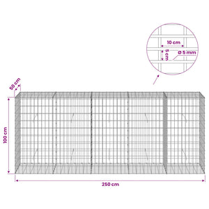 Γκαμπιόν με σύρμα 5 mm και πλέγμα 5x10 cm 250x50x100 εκ - Pakobazaar