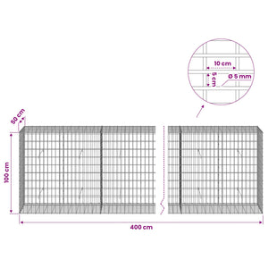 Γκαμπιόν με σύρμα 5 mm και πλέγμα 5x10 cm 400x50x100 εκ - Pakobazaar