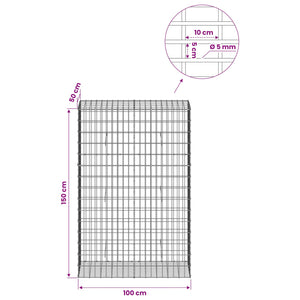 Γκαμπιόν με σύρμα 5 mm και πλέγμα 5x10 cm 100x50x150 εκ - Pakobazaar