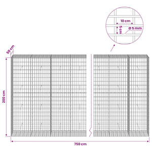 Γκαμπιόν με σύρμα 5 mm και πλέγμα 5x10 cm 750x50x200 εκ - Pakobazaar
