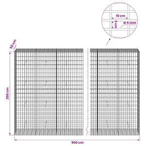 Γκαμπιόν με σύρμα 5 mm και πλέγμα 5x10 cm 900x50x200 εκ - Pakobazaar